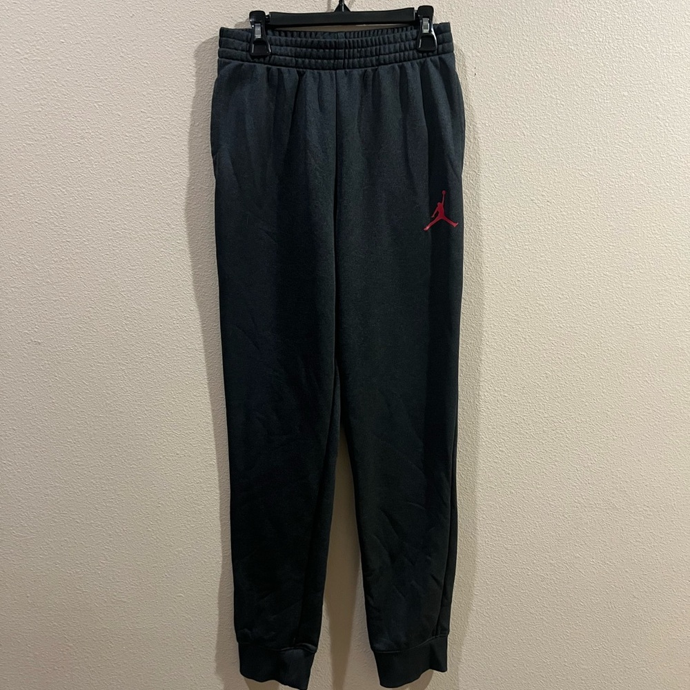 Jordan Kids Black Joggers with Red Logo